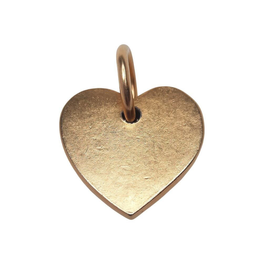 Vintage DKNY Gold Tone Heart Pendant Bag Charm Keychain Signed Classic 1990s